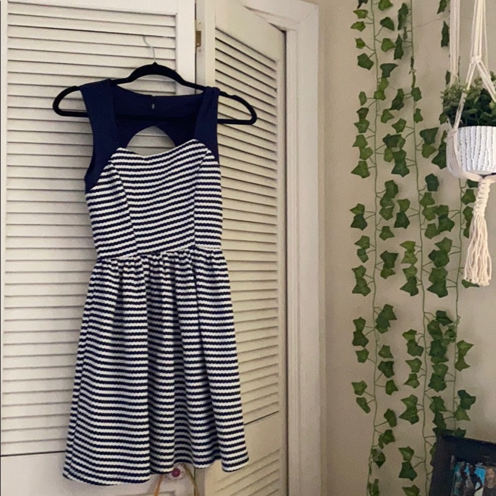 Altar’d State Navy and White Pinstripe Dress